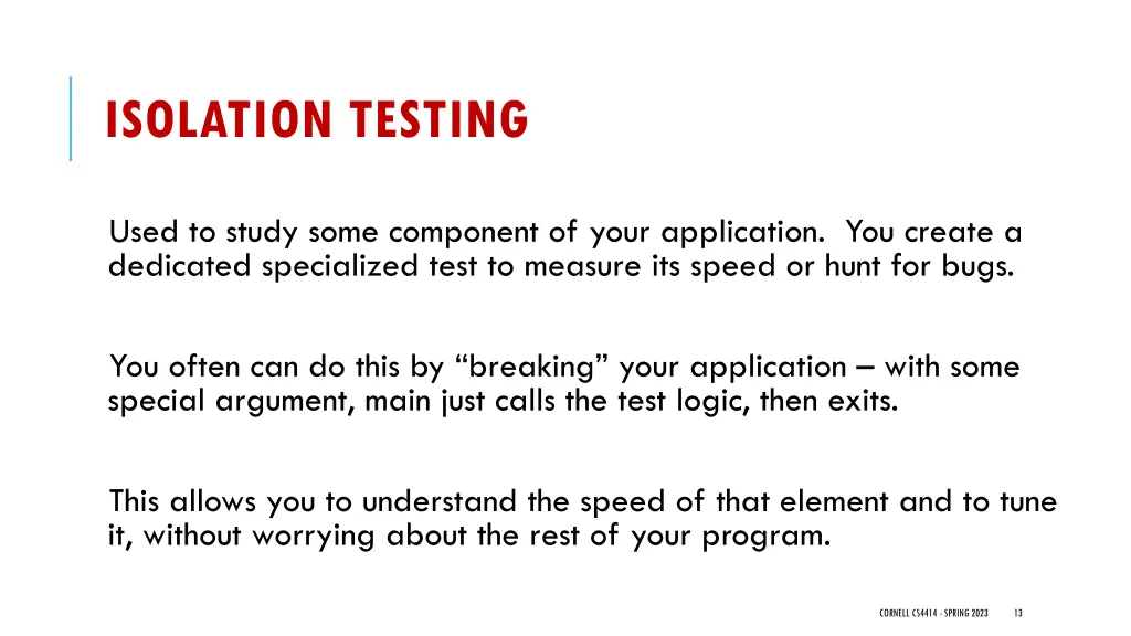 isolation testing
