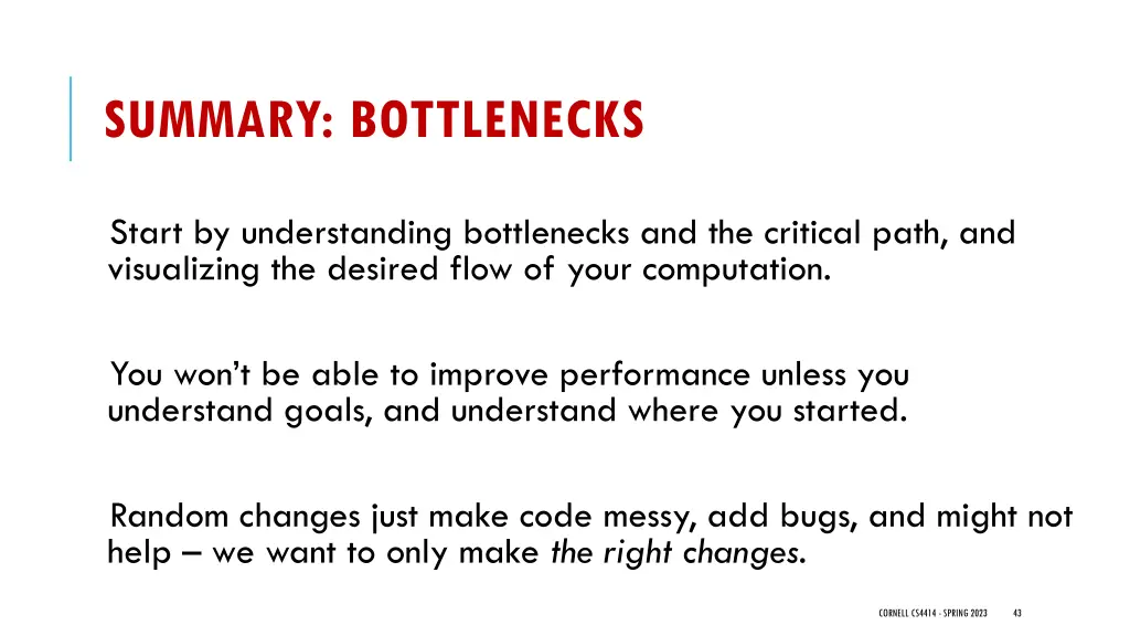 summary bottlenecks
