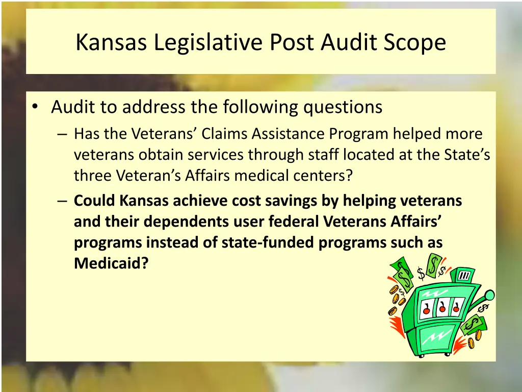 kansas legislative post audit scope