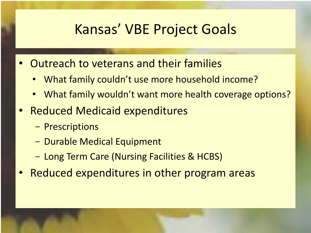 kansas vbe project goals