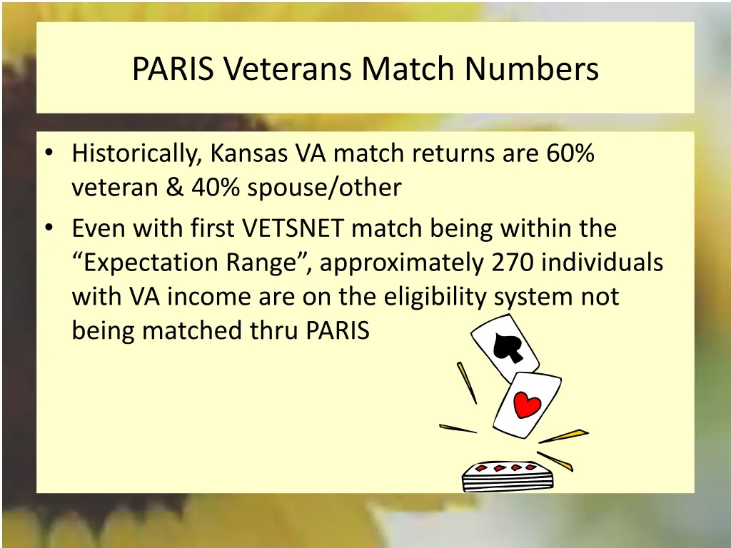 paris veterans match numbers