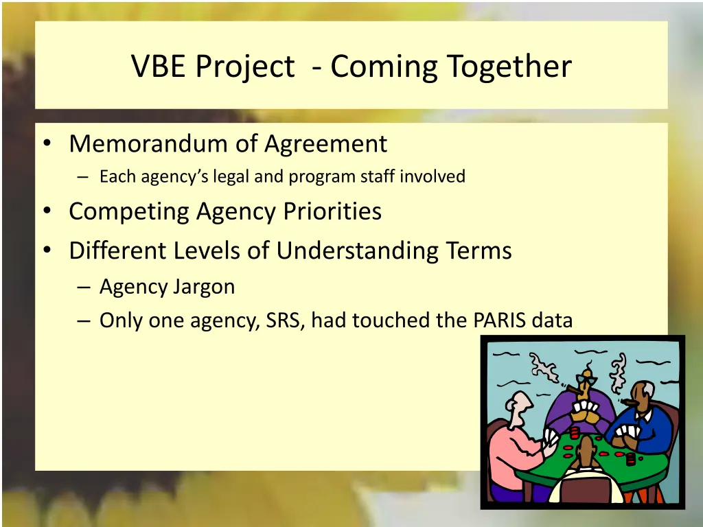 vbe project coming together