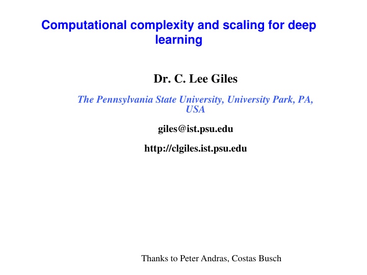 computational complexity and scaling for deep