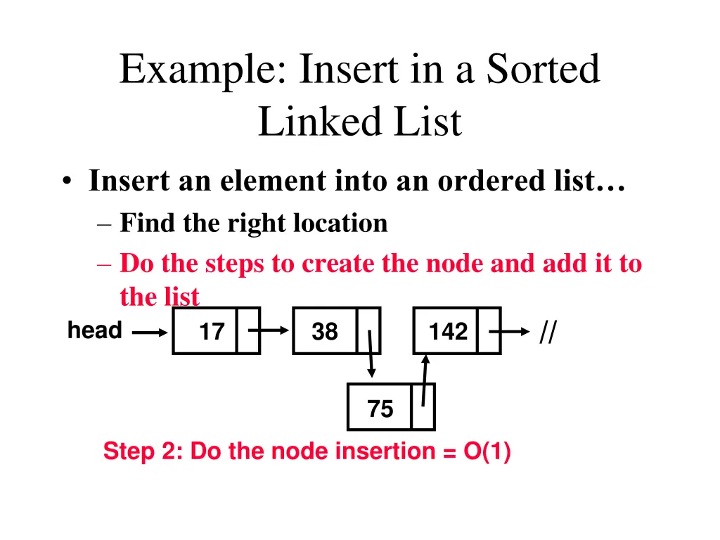 example insert in a sorted linked list 1