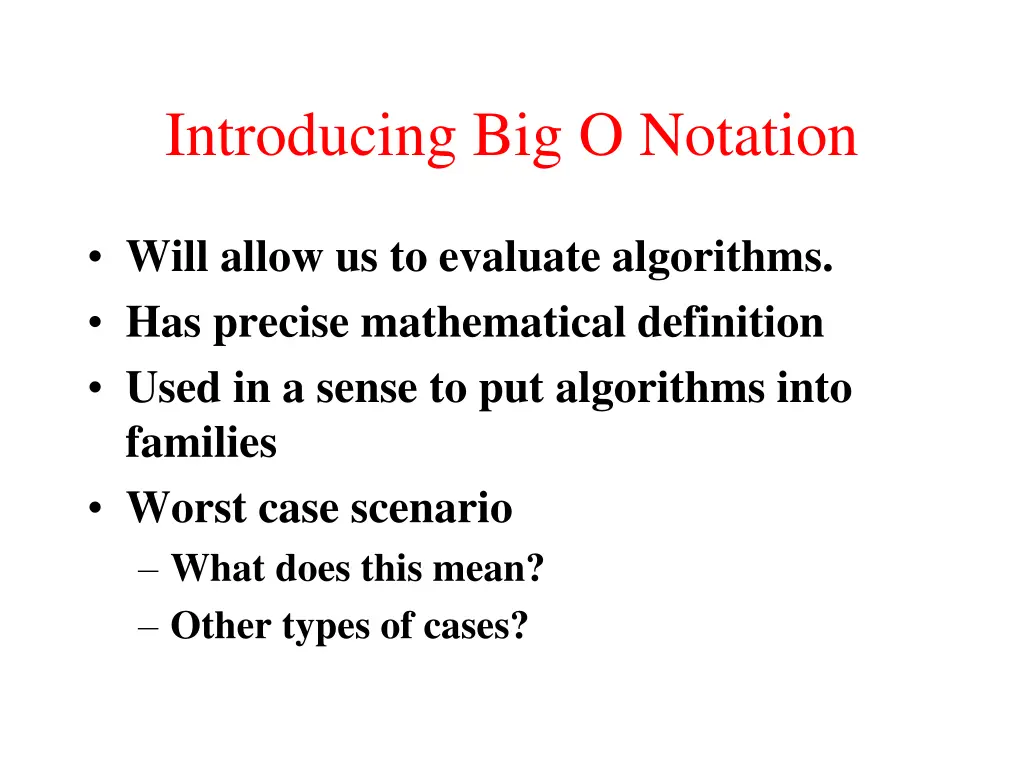 introducing big o notation