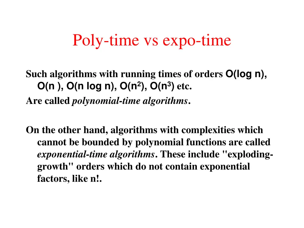 poly time vs expo time