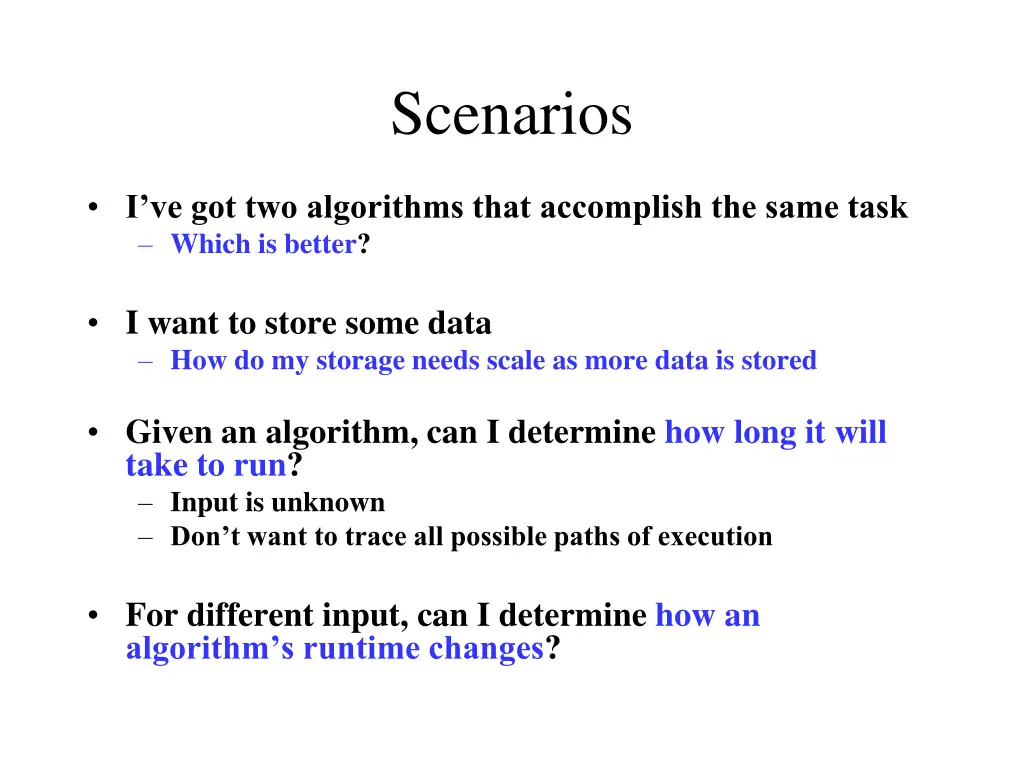 scenarios