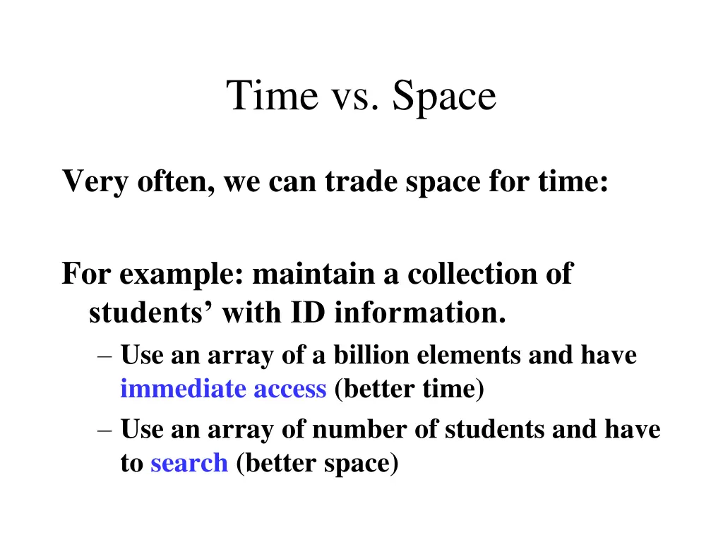 time vs space
