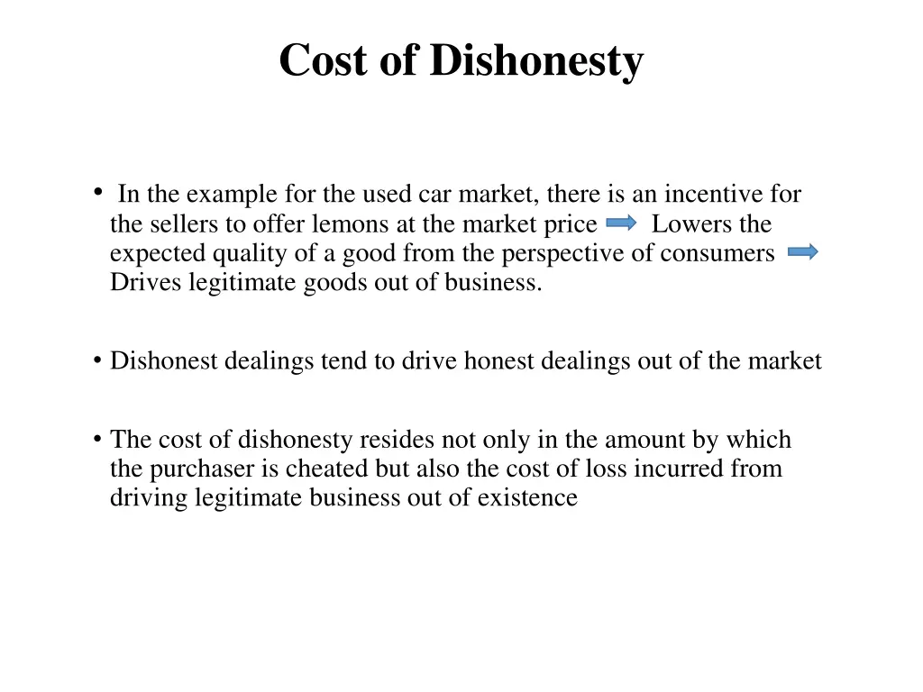cost of dishonesty