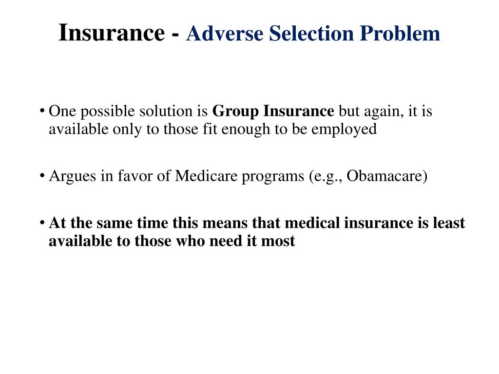 insurance adverse selection problem 1