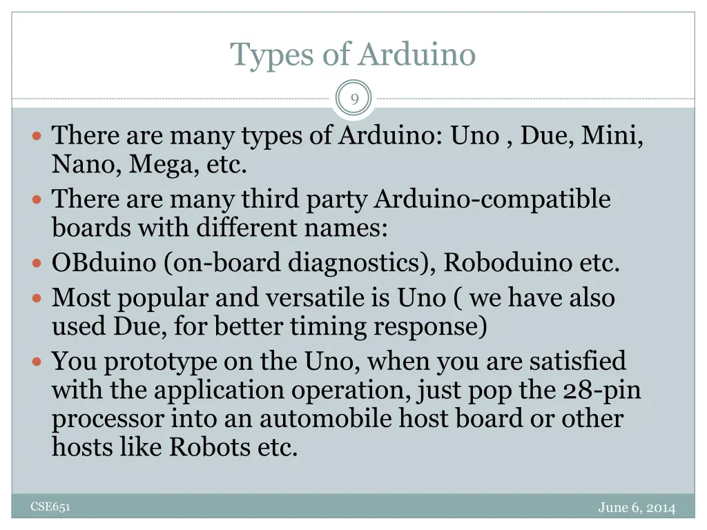 types of arduino
