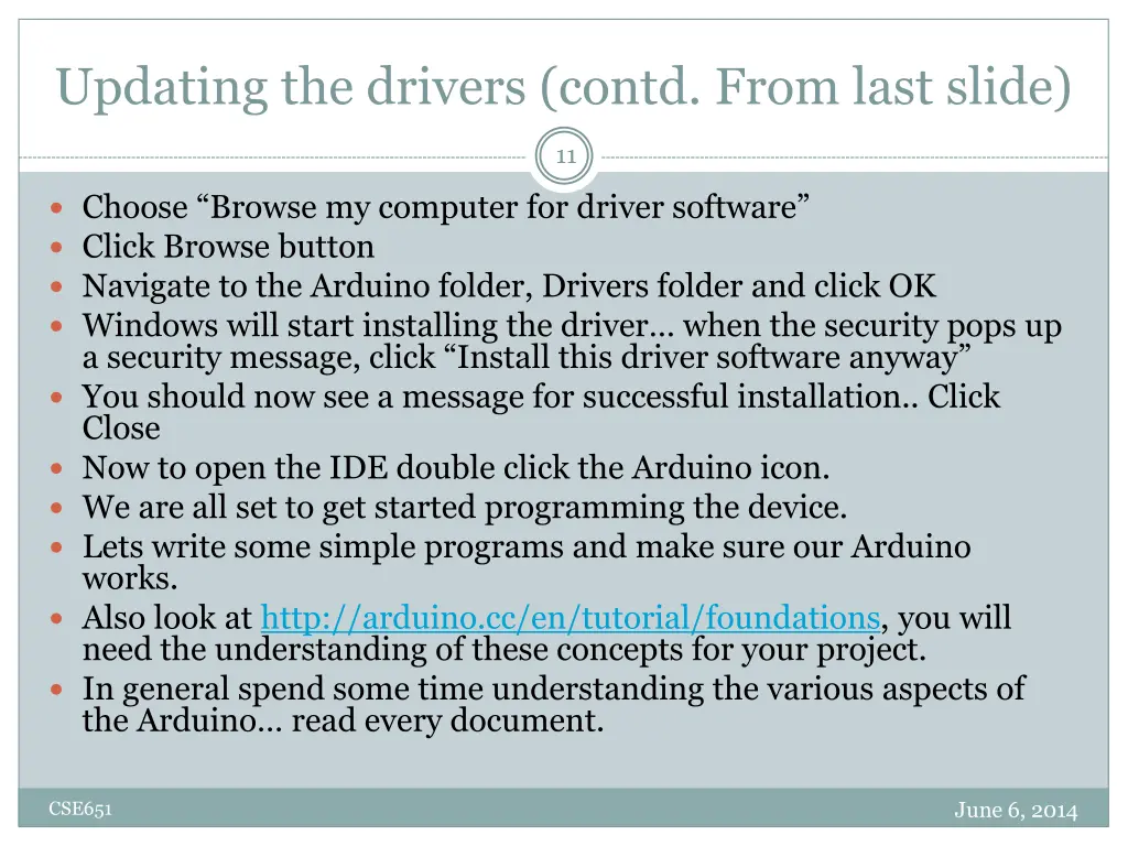 updating the drivers contd from last slide