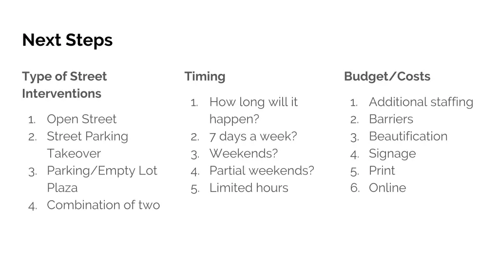next steps