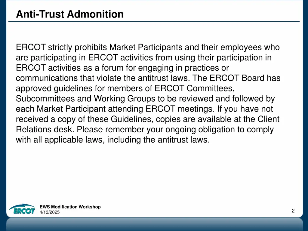 anti trust admonition