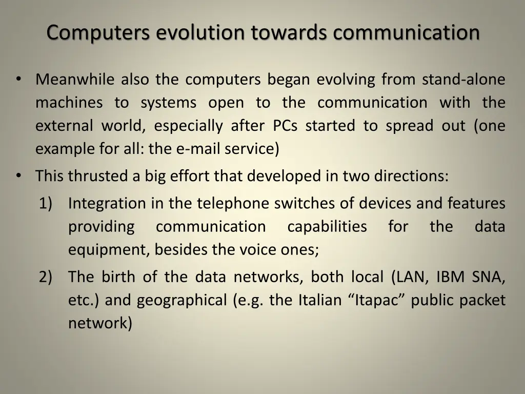 computers evolution towards communication