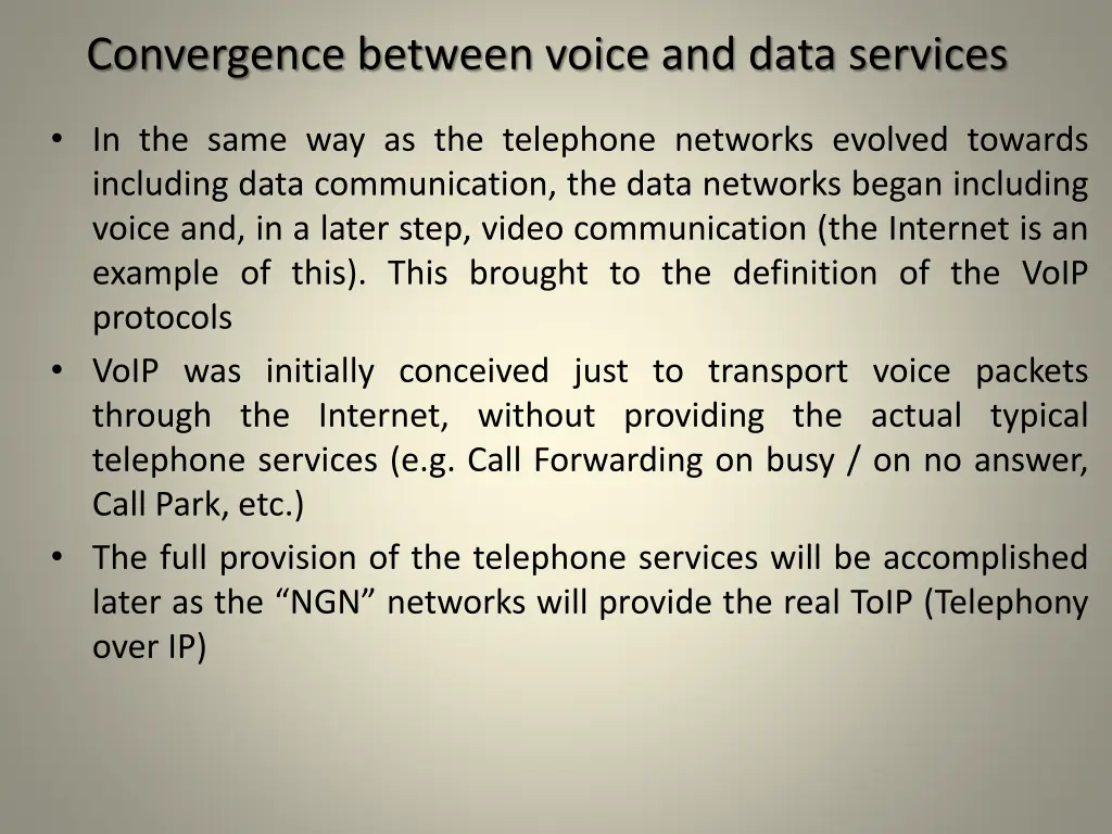 convergence between voice and data services
