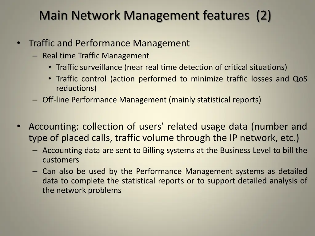 main network management features 2