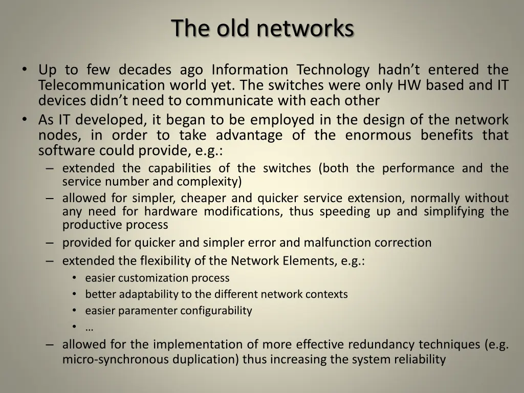the old networks