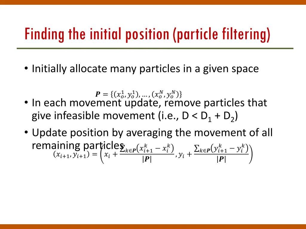 finding the initial position particle filtering