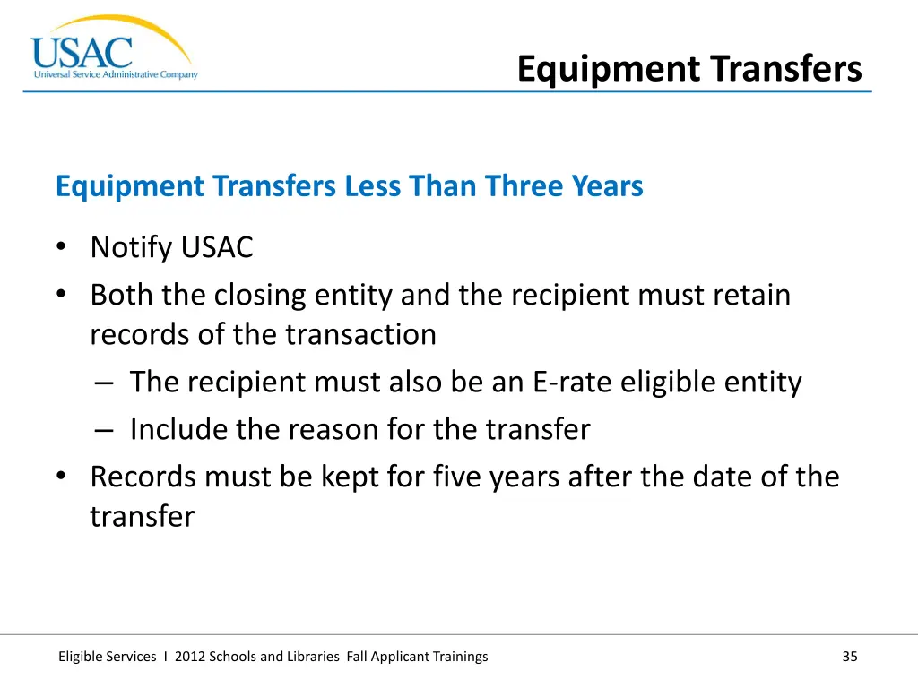equipment transfers 1