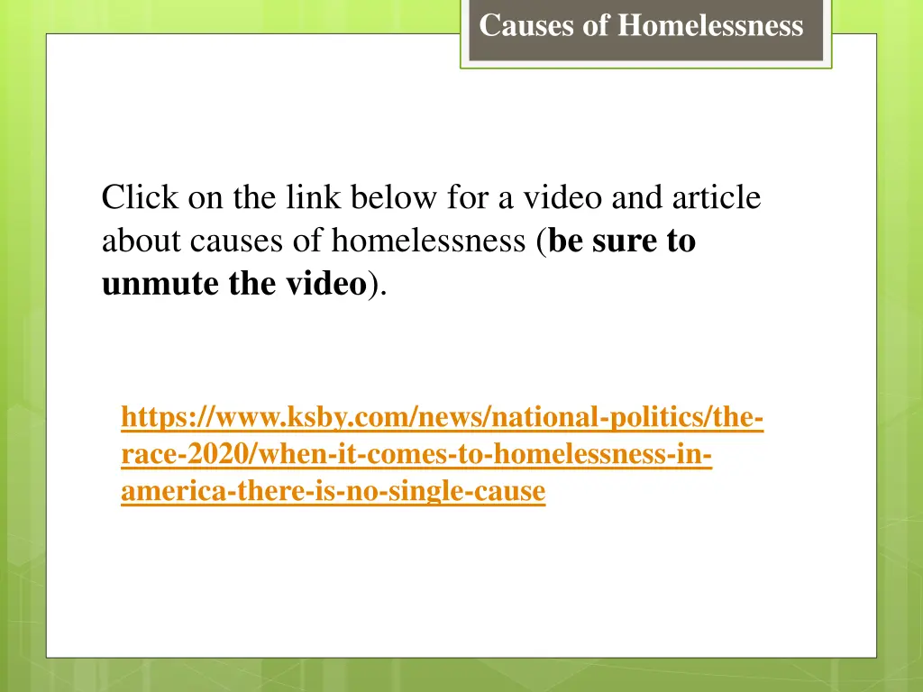 causes of homelessness
