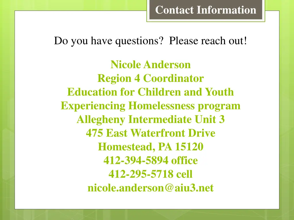 contact information
