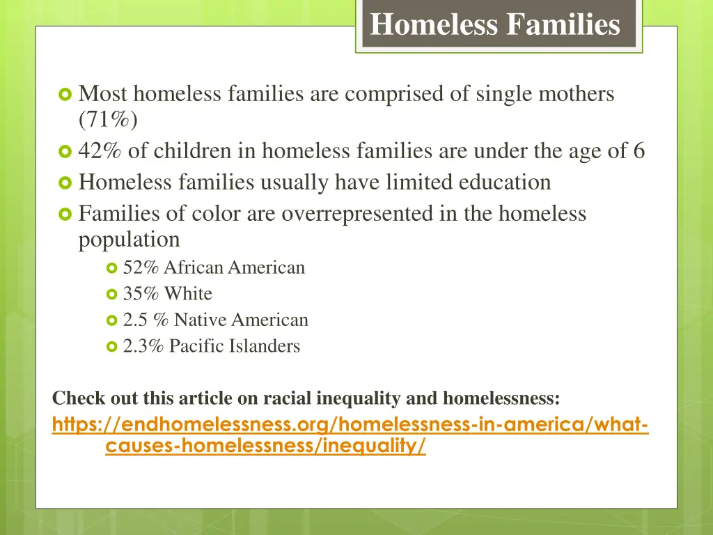 homeless families