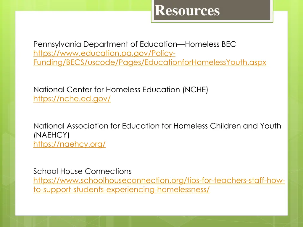 resources