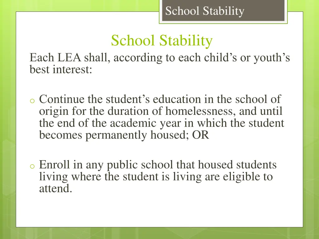 school stability