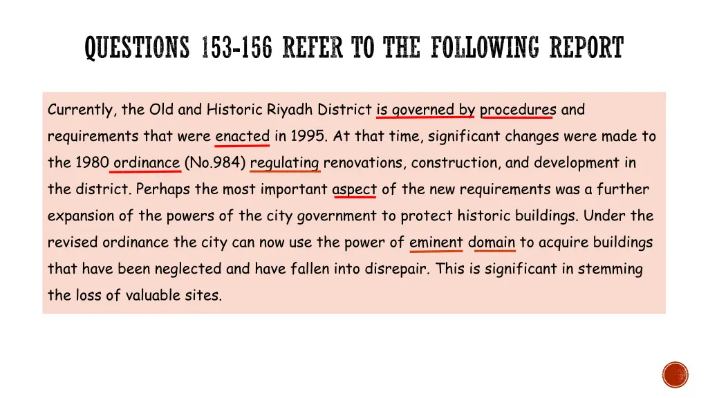 questions 153 156 refer to the following report