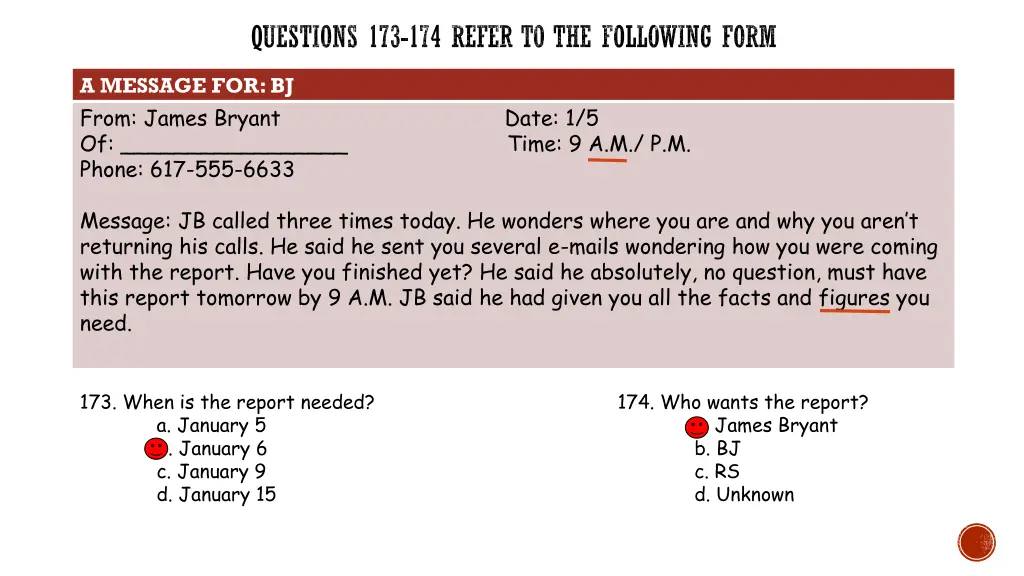 questions 173 174 refer to the following form