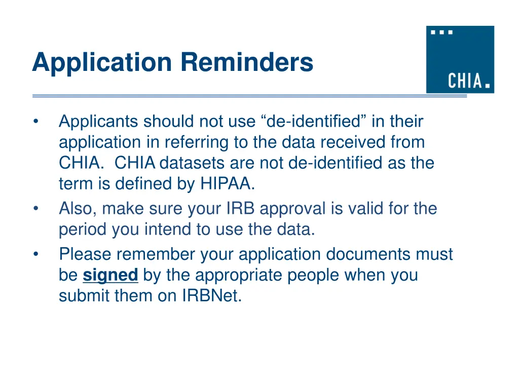 application reminders