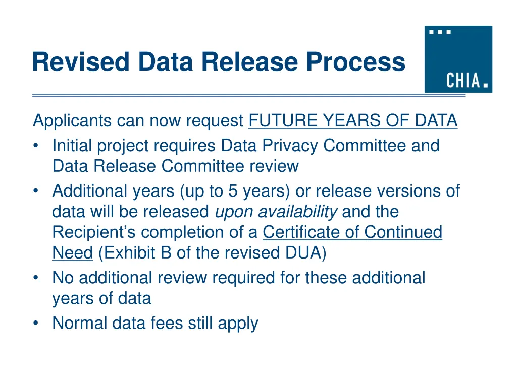 revised data release process