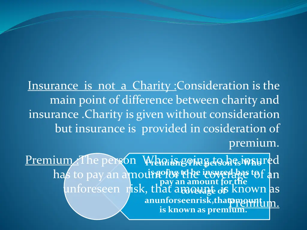 insurance is not a charity consideration