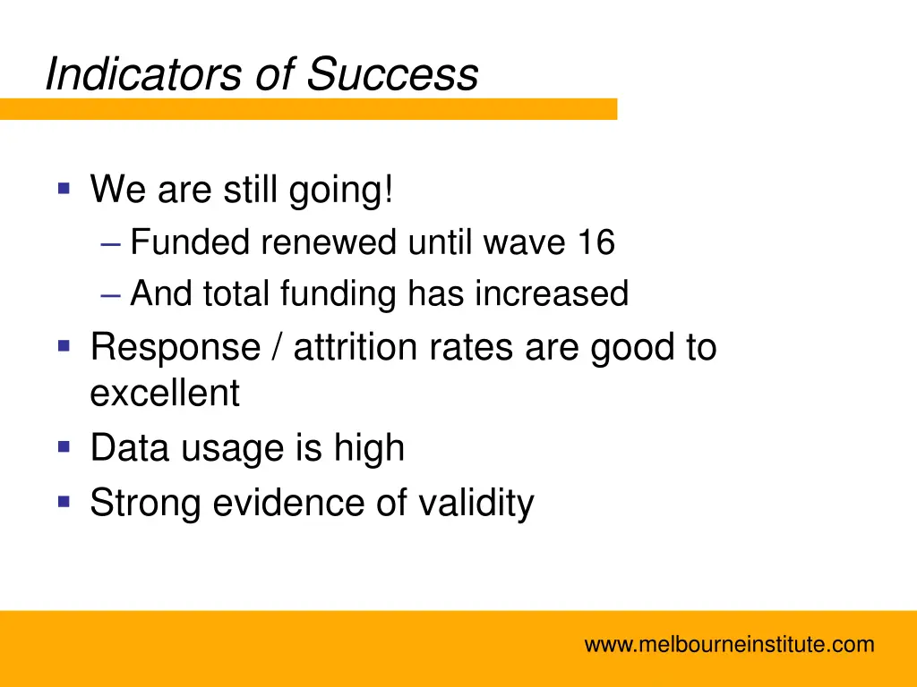 indicators of success