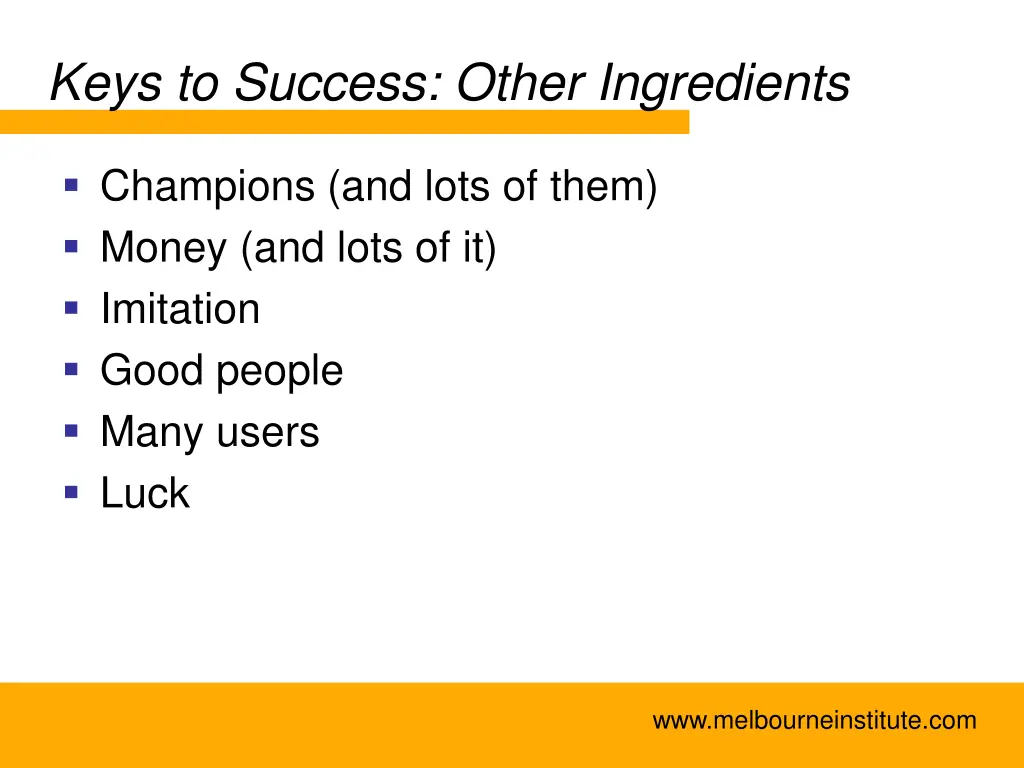 keys to success other ingredients