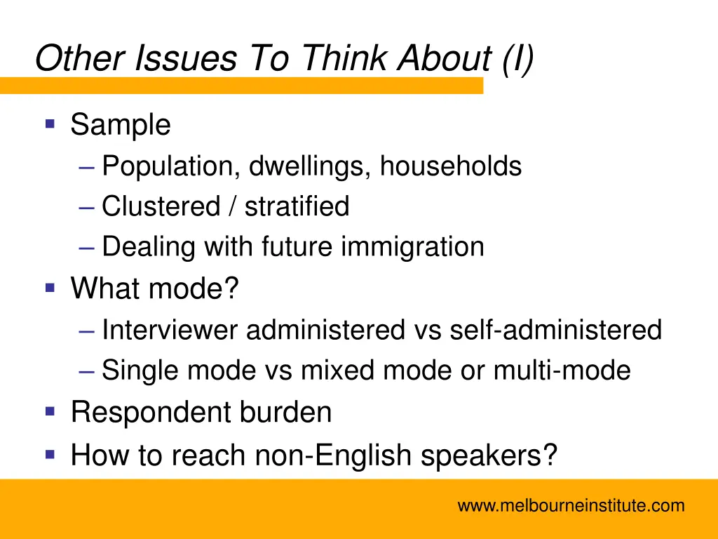 other issues to think about i