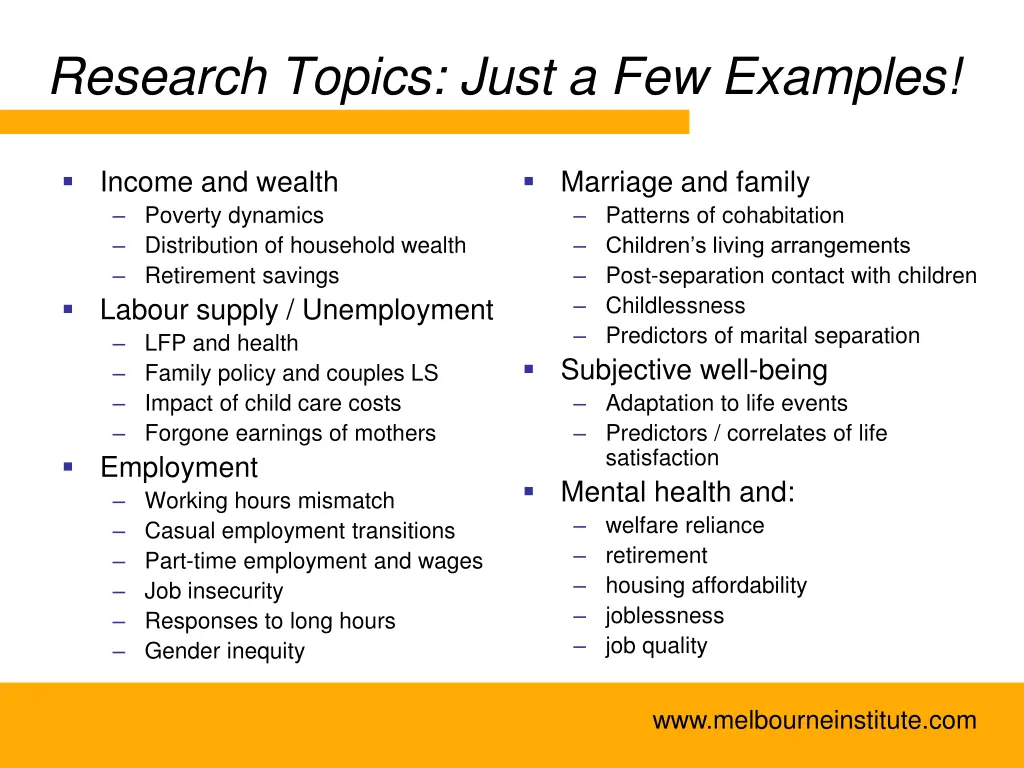 research topics just a few examples