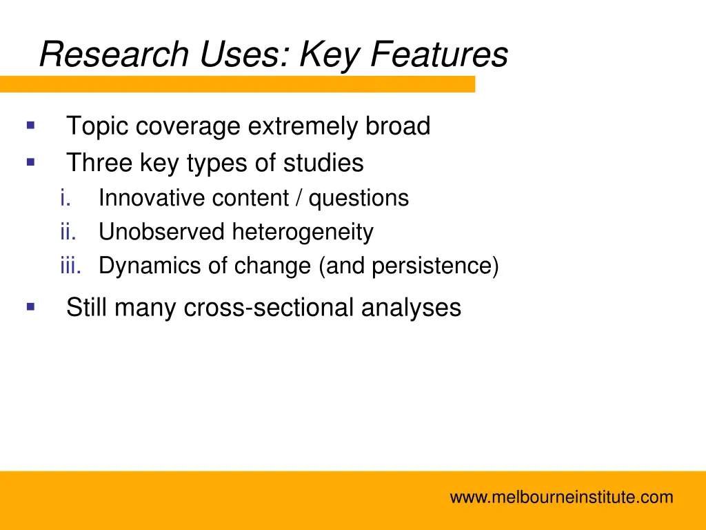 research uses key features 1