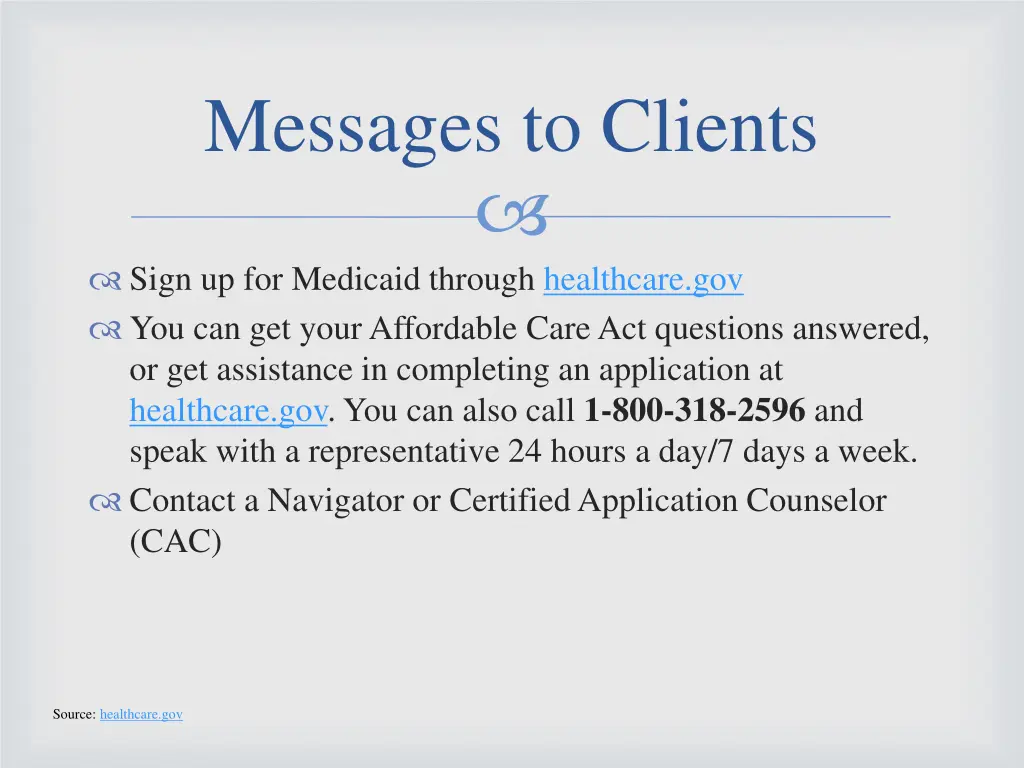 messages to clients