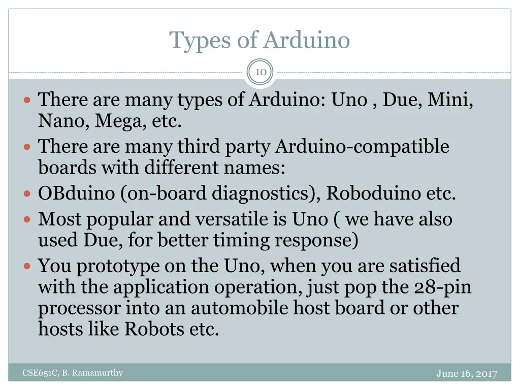types of arduino