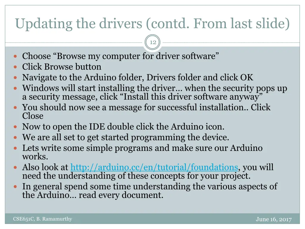 updating the drivers contd from last slide