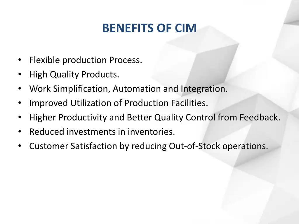 benefits of cim