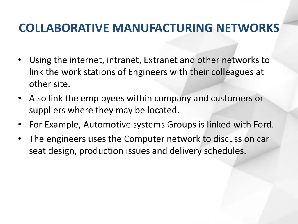 collaborative manufacturing networks