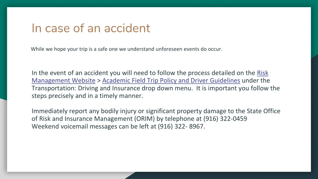 in case of an accident