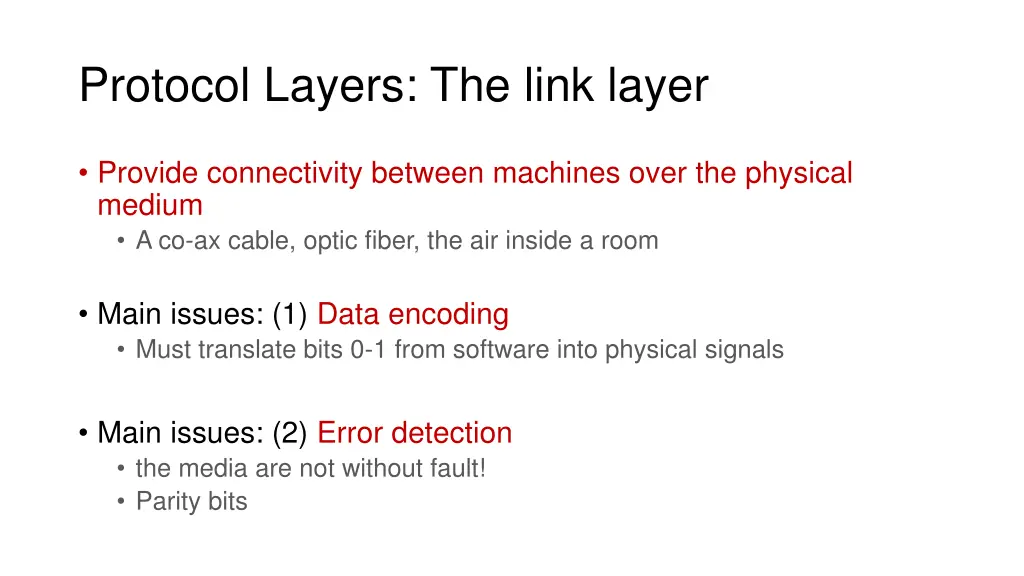 protocol layers the link layer