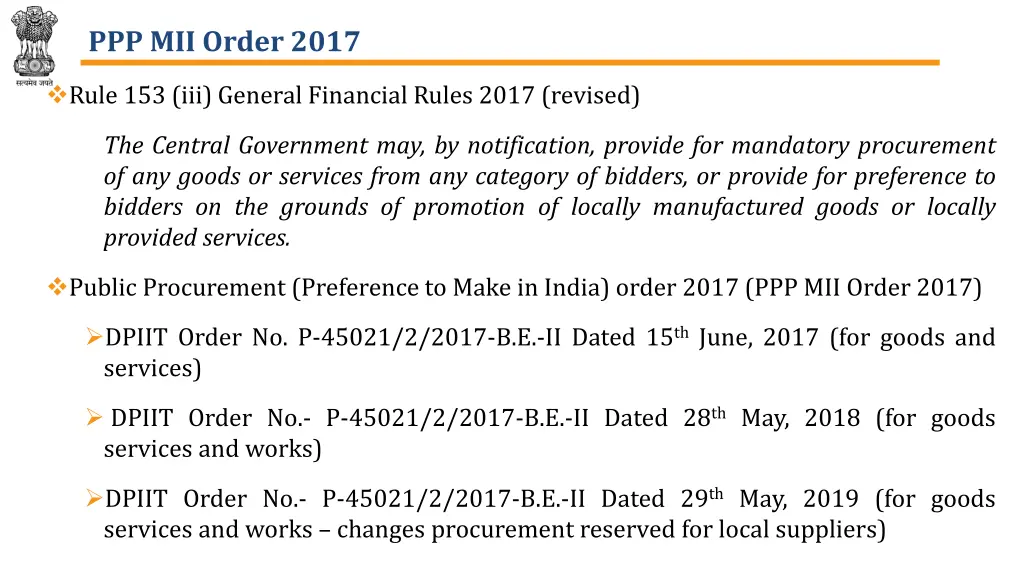 ppp mii order 2017