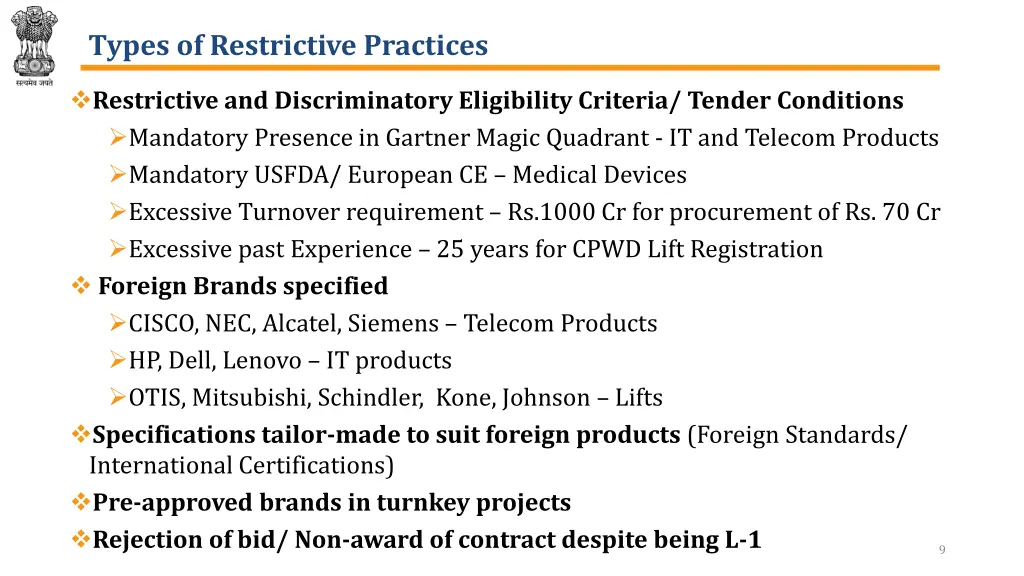 types of restrictive practices