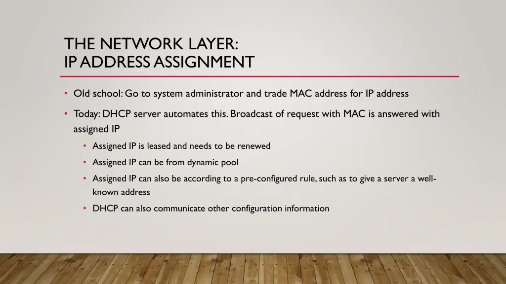 the network layer ip address assignment