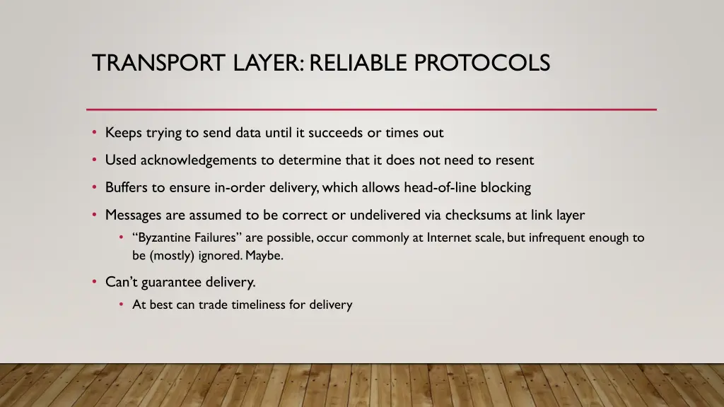 transport layer reliable protocols